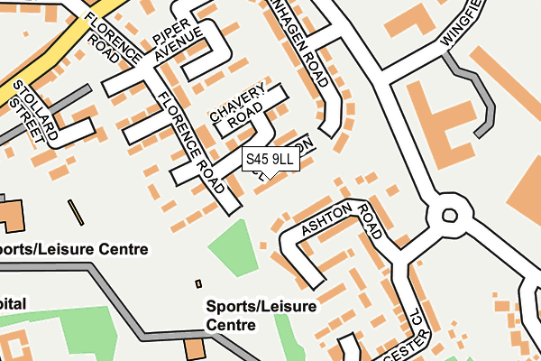 S45 9LL map - OS OpenMap – Local (Ordnance Survey)