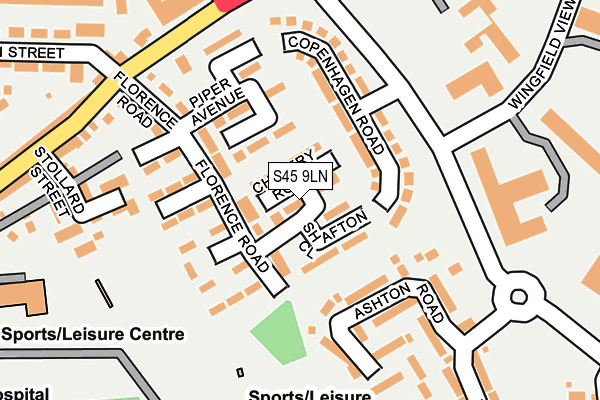 S45 9LN map - OS OpenMap – Local (Ordnance Survey)