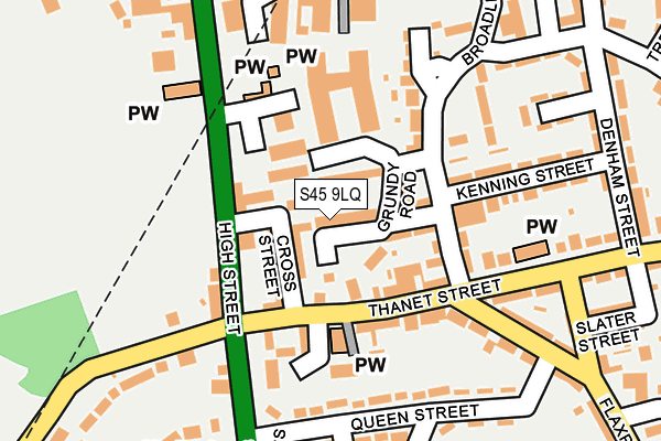 S45 9LQ map - OS OpenMap – Local (Ordnance Survey)