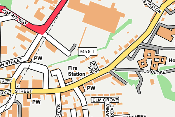 S45 9LT map - OS OpenMap – Local (Ordnance Survey)