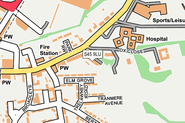 S45 9LU map - OS OpenMap – Local (Ordnance Survey)