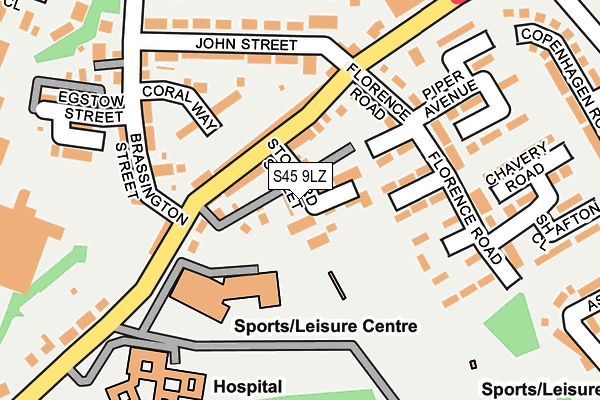 S45 9LZ map - OS OpenMap – Local (Ordnance Survey)