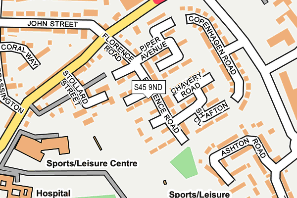 S45 9ND map - OS OpenMap – Local (Ordnance Survey)