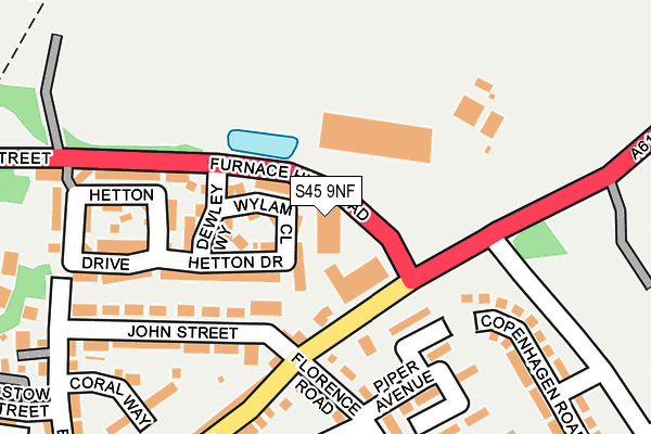 S45 9NF map - OS OpenMap – Local (Ordnance Survey)