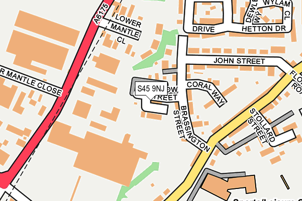 S45 9NJ map - OS OpenMap – Local (Ordnance Survey)