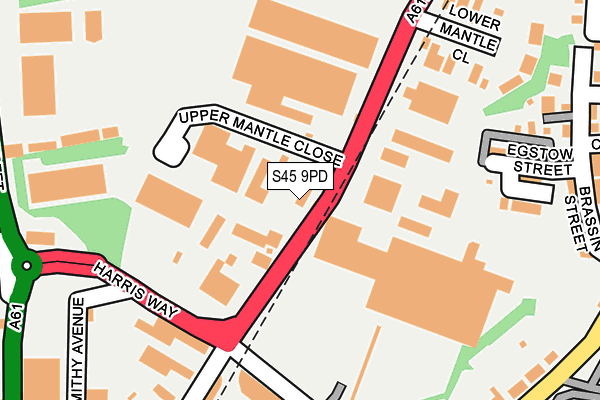 S45 9PD map - OS OpenMap – Local (Ordnance Survey)