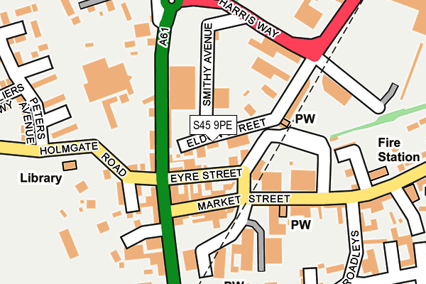 S45 9PE map - OS OpenMap – Local (Ordnance Survey)