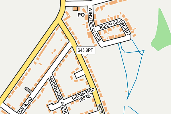 S45 9PT map - OS OpenMap – Local (Ordnance Survey)