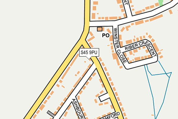 S45 9PU map - OS OpenMap – Local (Ordnance Survey)