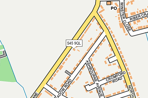 S45 9QL map - OS OpenMap – Local (Ordnance Survey)
