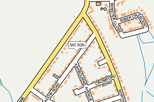 S45 9QN map - OS OpenMap – Local (Ordnance Survey)