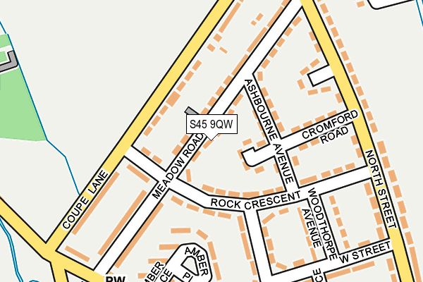 S45 9QW map - OS OpenMap – Local (Ordnance Survey)