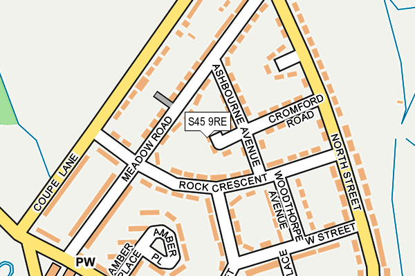 S45 9RE map - OS OpenMap – Local (Ordnance Survey)