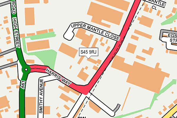 S45 9RJ map - OS OpenMap – Local (Ordnance Survey)