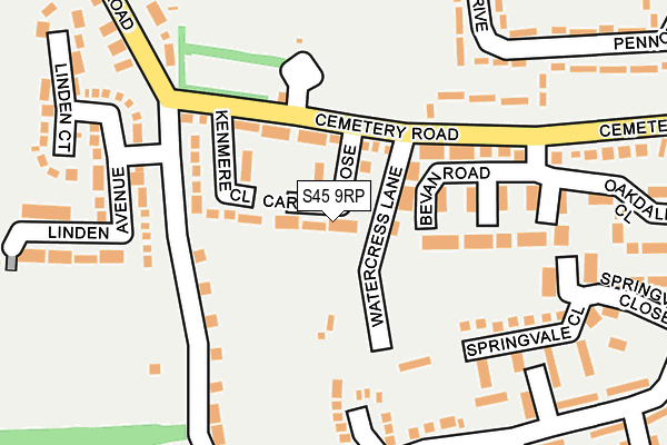 S45 9RP map - OS OpenMap – Local (Ordnance Survey)