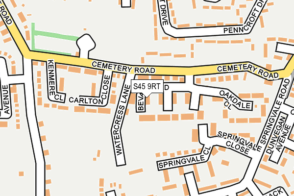 S45 9RT map - OS OpenMap – Local (Ordnance Survey)