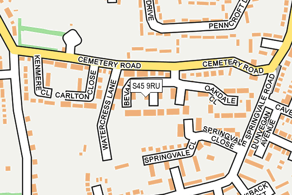 S45 9RU map - OS OpenMap – Local (Ordnance Survey)