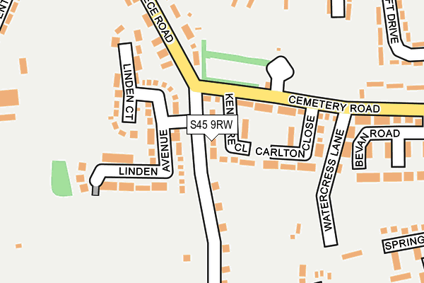 S45 9RW map - OS OpenMap – Local (Ordnance Survey)