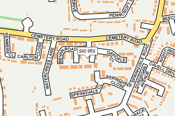 S45 9RX map - OS OpenMap – Local (Ordnance Survey)