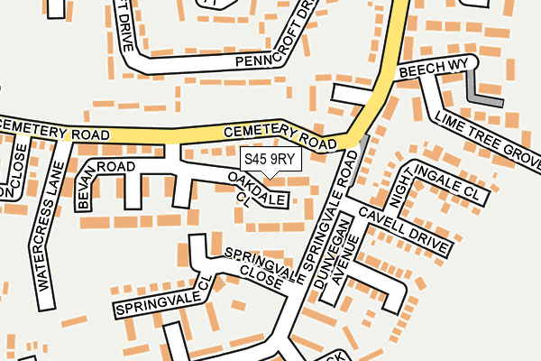 S45 9RY map - OS OpenMap – Local (Ordnance Survey)