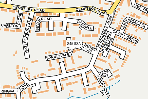 S45 9SA map - OS OpenMap – Local (Ordnance Survey)