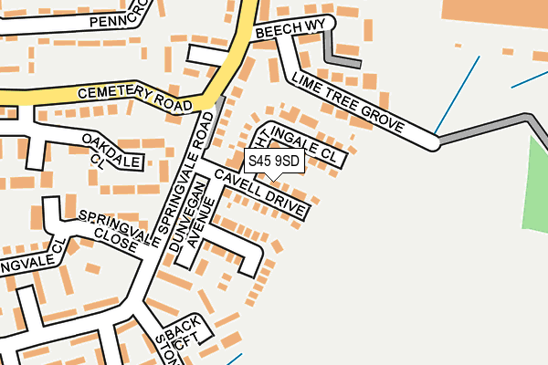S45 9SD map - OS OpenMap – Local (Ordnance Survey)
