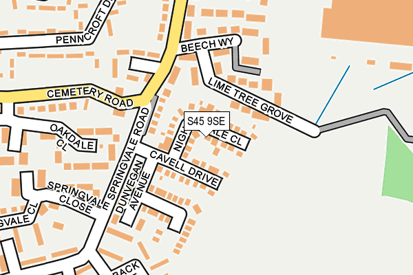 S45 9SE map - OS OpenMap – Local (Ordnance Survey)