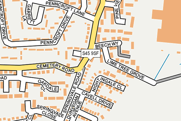 S45 9SF map - OS OpenMap – Local (Ordnance Survey)