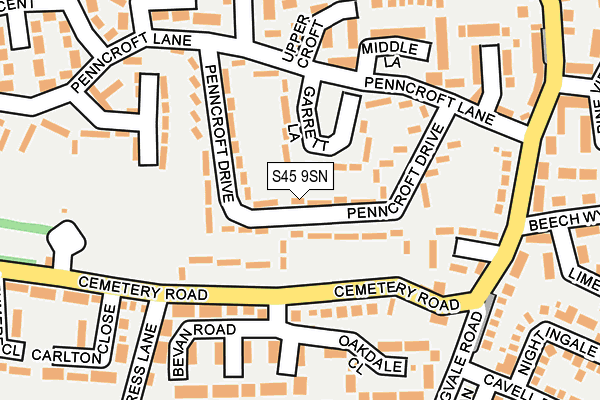 S45 9SN map - OS OpenMap – Local (Ordnance Survey)