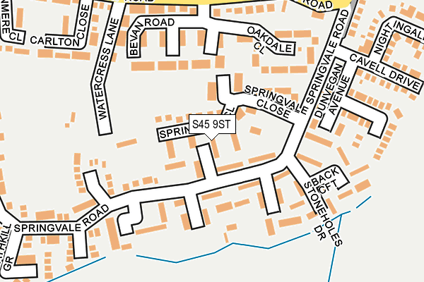 S45 9ST map - OS OpenMap – Local (Ordnance Survey)