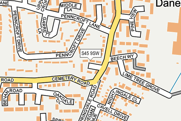 S45 9SW map - OS OpenMap – Local (Ordnance Survey)