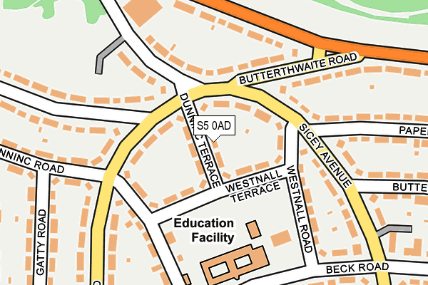 S5 0AD map - OS OpenMap – Local (Ordnance Survey)