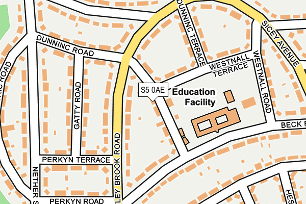 S5 0AE map - OS OpenMap – Local (Ordnance Survey)