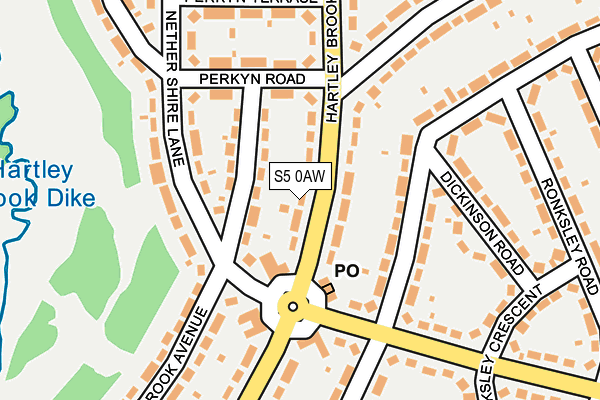 S5 0AW map - OS OpenMap – Local (Ordnance Survey)