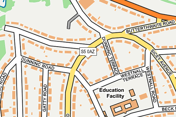 S5 0AZ map - OS OpenMap – Local (Ordnance Survey)
