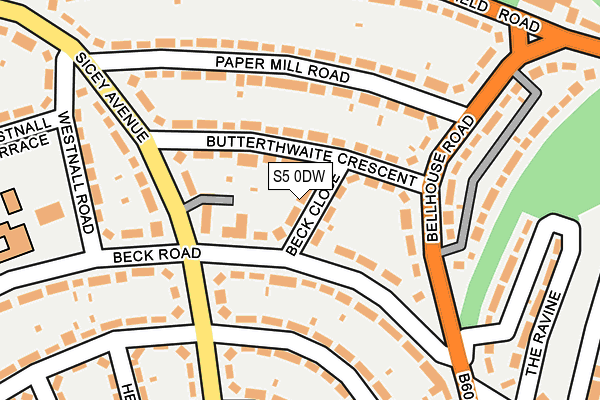 S5 0DW map - OS OpenMap – Local (Ordnance Survey)