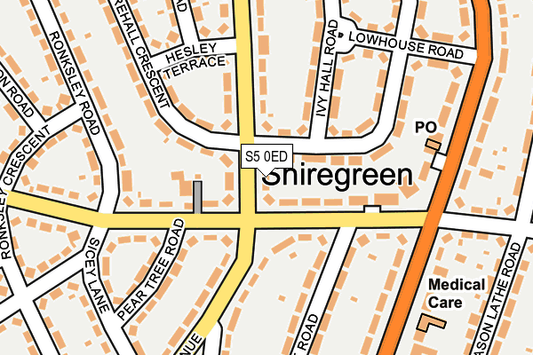 S5 0ED map - OS OpenMap – Local (Ordnance Survey)