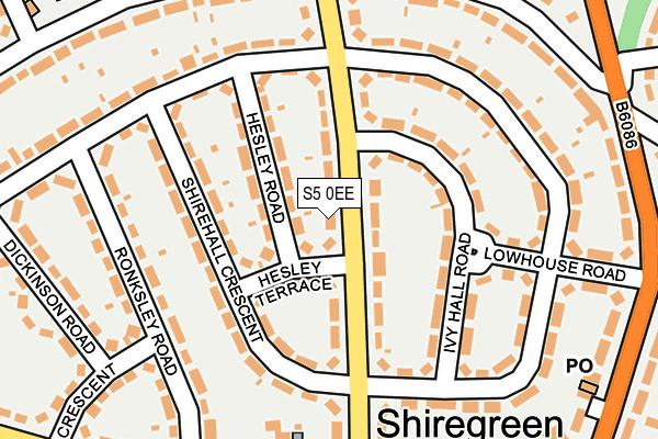 S5 0EE map - OS OpenMap – Local (Ordnance Survey)