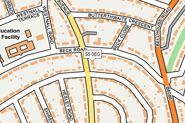 S5 0EG map - OS OpenMap – Local (Ordnance Survey)