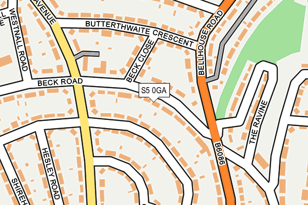 S5 0GA map - OS OpenMap – Local (Ordnance Survey)