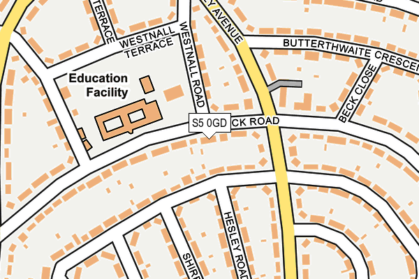 S5 0GD map - OS OpenMap – Local (Ordnance Survey)