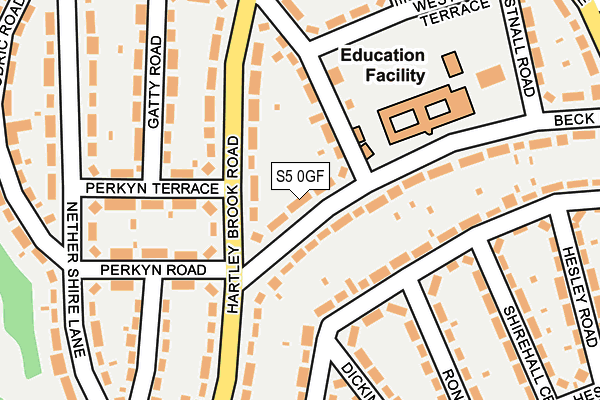 S5 0GF map - OS OpenMap – Local (Ordnance Survey)