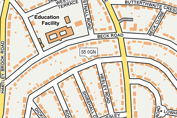 S5 0GN map - OS OpenMap – Local (Ordnance Survey)