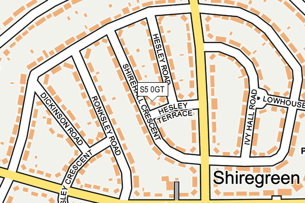 S5 0GT map - OS OpenMap – Local (Ordnance Survey)