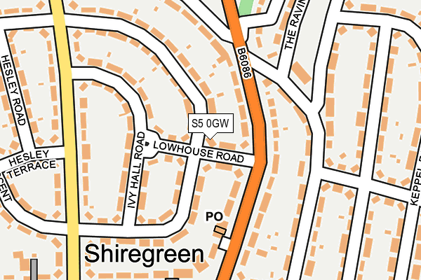 S5 0GW map - OS OpenMap – Local (Ordnance Survey)