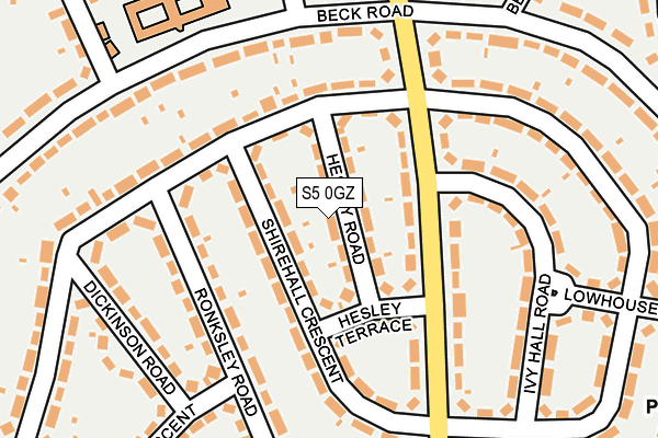 S5 0GZ map - OS OpenMap – Local (Ordnance Survey)