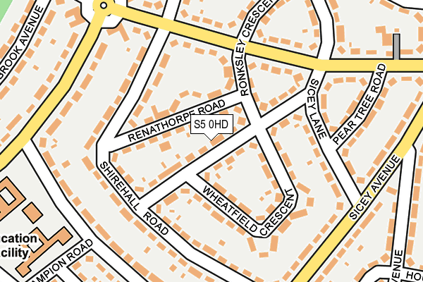 S5 0HD map - OS OpenMap – Local (Ordnance Survey)