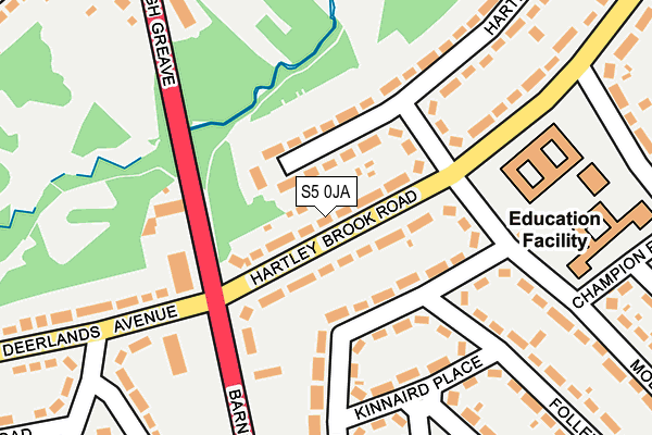 S5 0JA map - OS OpenMap – Local (Ordnance Survey)