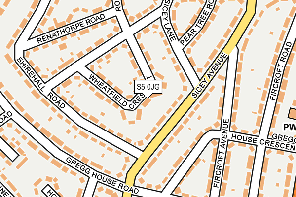 S5 0JG map - OS OpenMap – Local (Ordnance Survey)