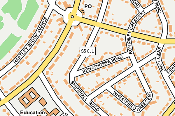 S5 0JL map - OS OpenMap – Local (Ordnance Survey)